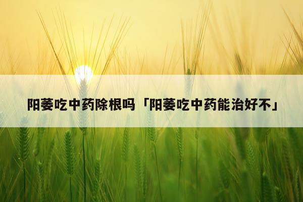 阳萎吃中药除根吗「阳萎吃中药能治好不」