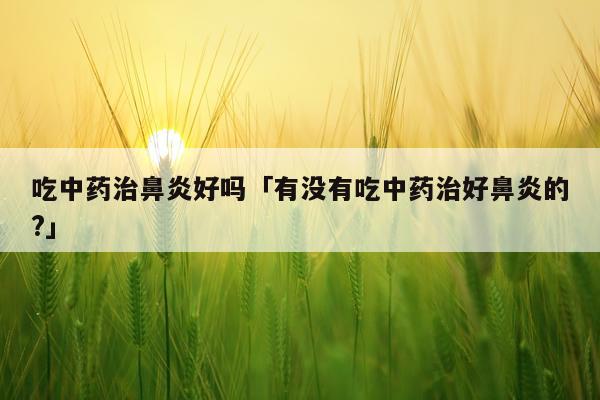 吃中药治鼻炎好吗「有没有吃中药治好鼻炎的?」