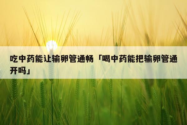 吃中药能让输卵管通畅「喝中药能把输卵管通开吗」