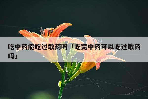 吃中药能吃过敏药吗「吃完中药可以吃过敏药吗」